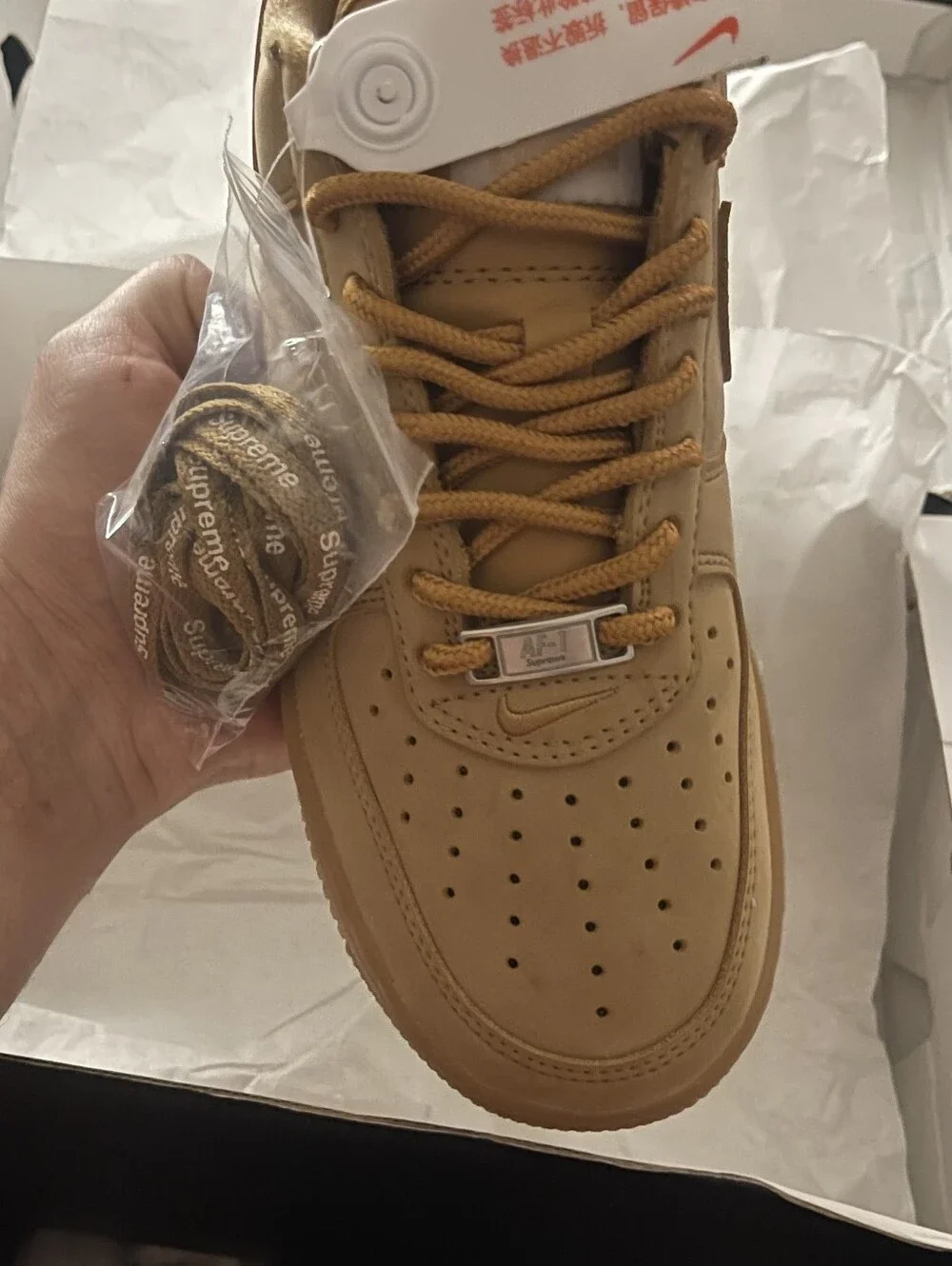 DAMAGED BOX New Size 7 Men's Nike Air Force One Low Wheat Supreme AF1